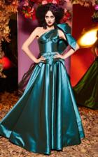 Mnm Couture - 2436 Structured Asymmetrical Bow Ornate Ballgown