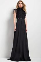 Jovani - 52089 High Neck Scalloped Lace Evening Gown