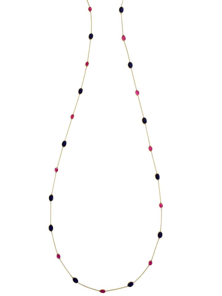 Tresor Collection - Opal & Blue Sapphire Necklace In 18k Yellow Gold