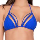 Luli Fama - Kiss The Wave Strings & Braid Triangle Top In Electric Blue (l477229)