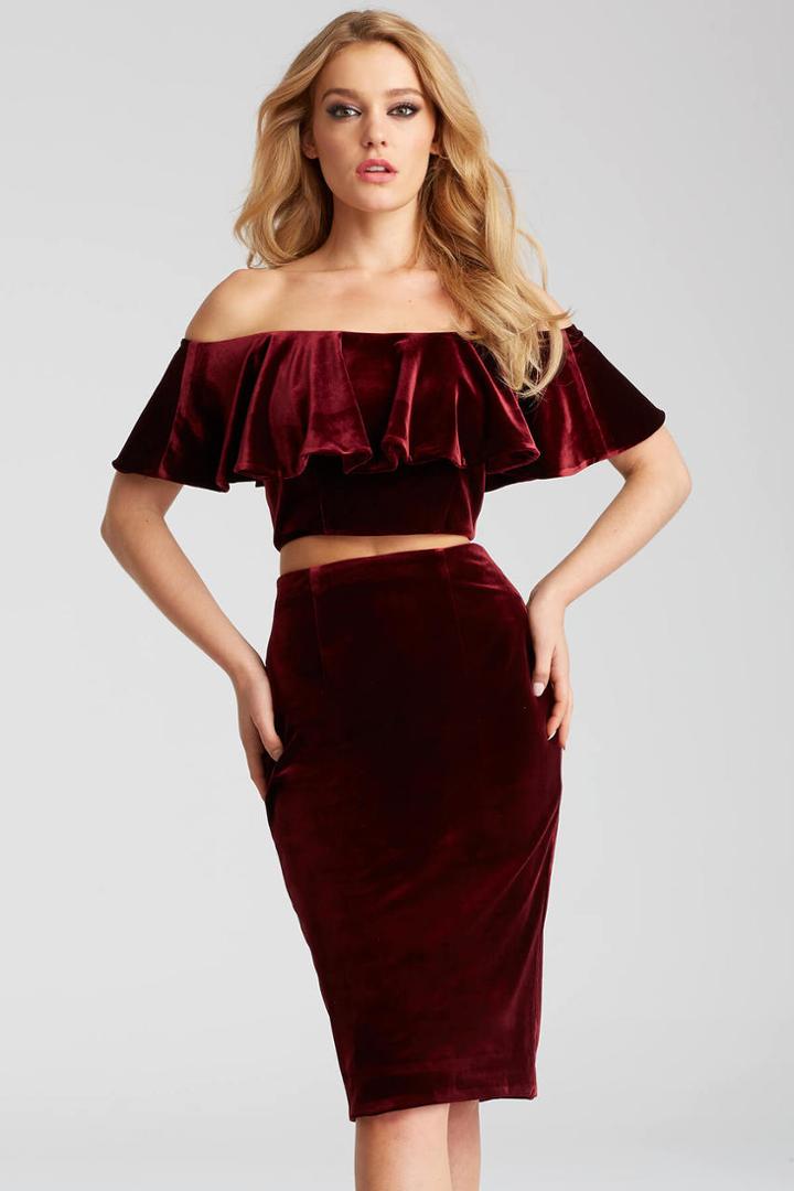 Jovani - 51450 Ruffled Off-shoulder Two-piece Dress