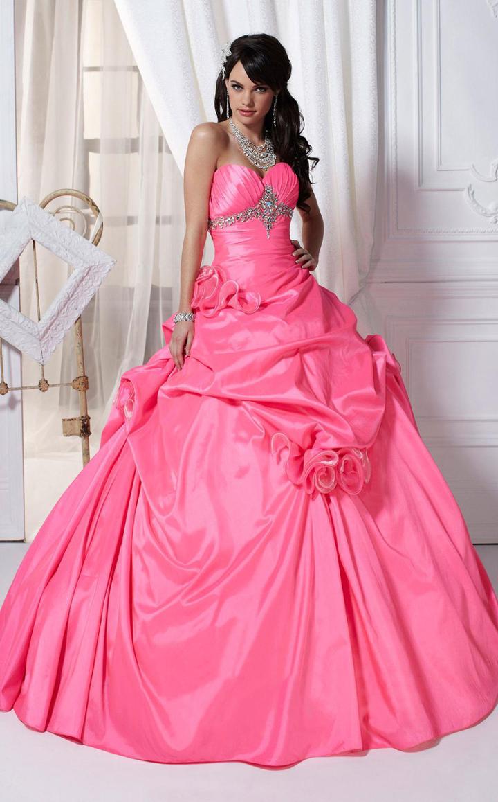 Tiffany Designs - 56216 Rosette Accented Strapless Ballgown