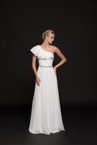 Glow By Colors - G794 Ruffled Asymmetrical Chiffon A-line Gown