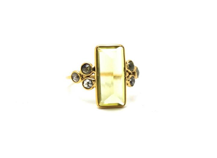 Tresor Collection - 18k Yellow Gold Ring With Lemon Quartz And Champagne Diamond