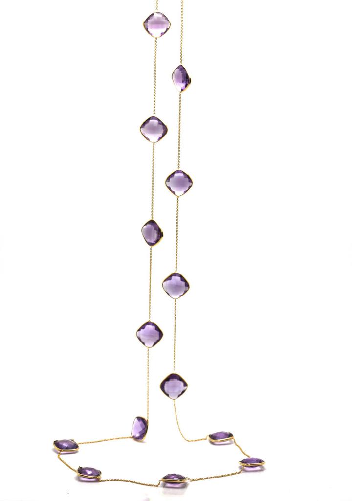Tresor Collection - 18k Yellow Gold Long Necklace With Amethyst