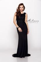 Milano Formals - Floral Beaded Bodice With Illusion Back Long Jersey Gown E1637