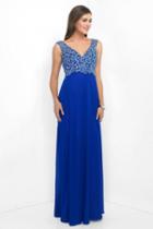 Intrigue - Embellished V-neck Empire A-line Dress 149