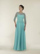 Rina Di Montella - Rd2431 Beaded Sheer A-line Evening Gown