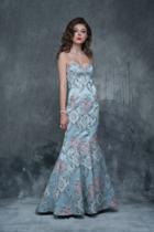 Nina Canacci - 5125 Dainty Floral Print Strapless Evening Gown
