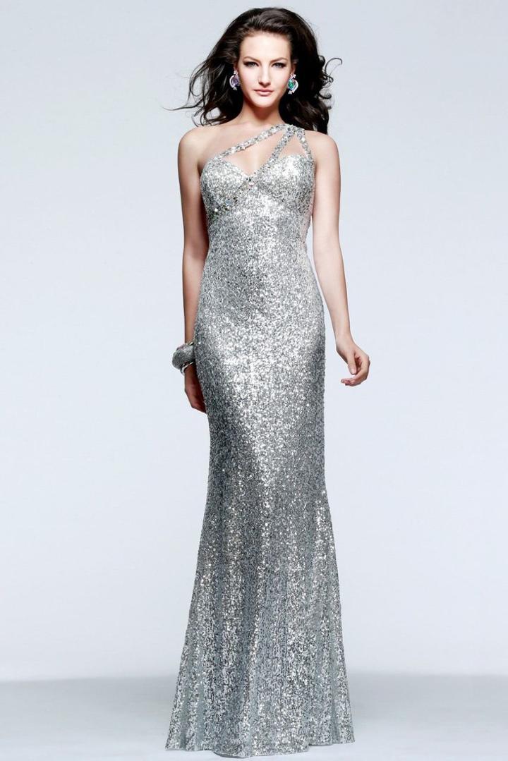 Faviana - 7532 Strappy Sequined Empire Waist Sheath Long Gown