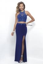 Intrigue - Two-piece Beaded Halter Top Column Dress 253