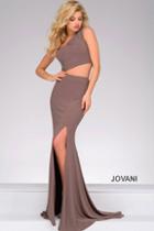 Jovani - Two-piece One Shoulder Asymmetrical Neck Jersey Sheath Dress 48465