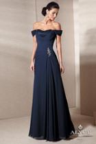 Alyce Paris - Ruched Off-shoulder Gown In Navy 29300