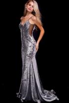 Jovani - 56897 Plunging V-neck Sequin Prom Dress