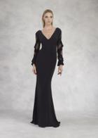 Janique - K6616 Lace And Ruffled Long Sleeve Sheath Dress