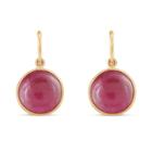Tresor Collection - Ruby Simple Round Dangle Earring In 18k Yellow Gold