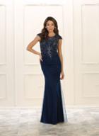 May Queen - Mq1512 Embellished Illusion Scoop Sheath Dress