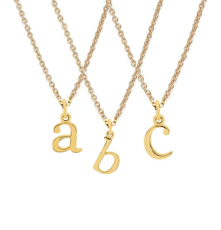 Rachael Ryen - 14k Yellow Gold Letter Charm Necklace - All Letters Available