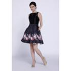 Nox Anabel - Chic Floral-printed Bateau Short Party Dress 6233