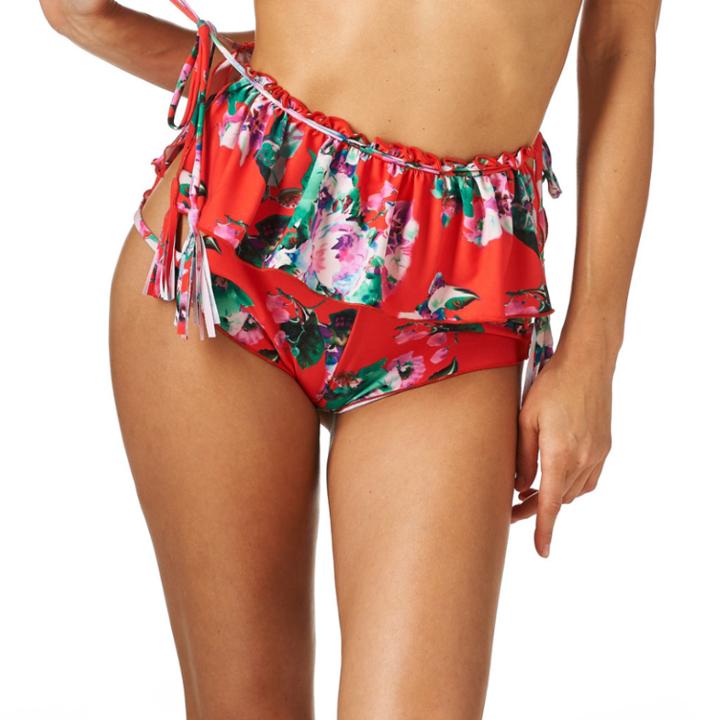 Montce Swim - Red Floral Cabana Ruffle Short Bottom