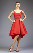 Ieena Duggal - 25012 V Neck Dress In Red