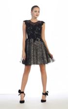 Dazzling Lace Applique & Sequined Short Dress