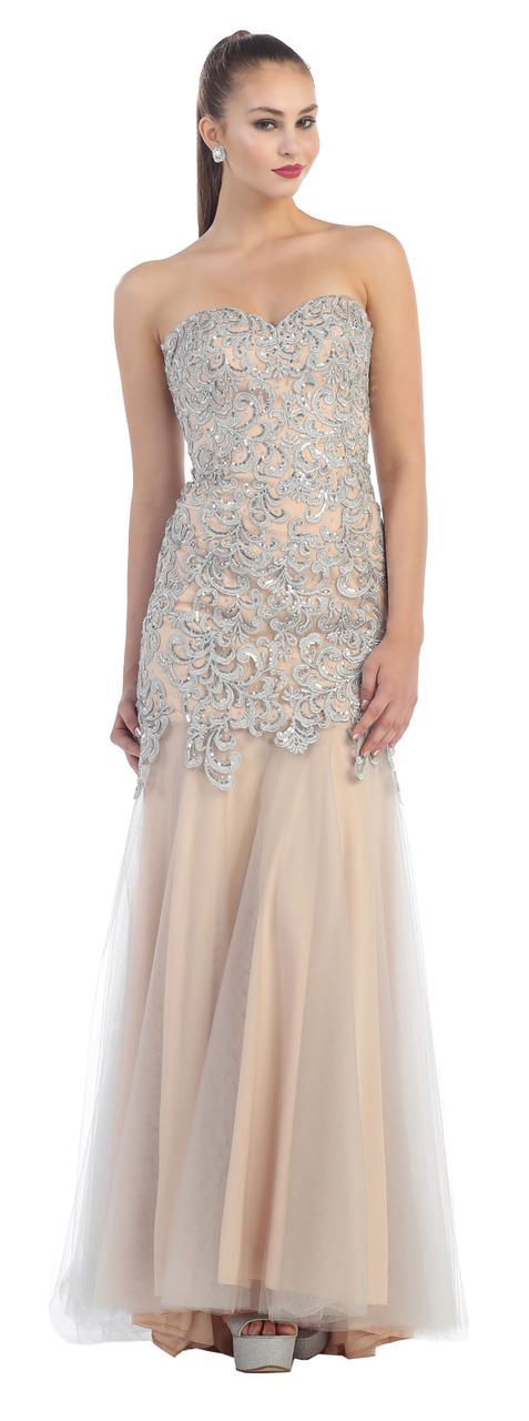 May Queen - Rq7407 Strapless Sweetheart Embroidered Mermaid Dress