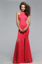 Faviana - 7748 Sheer Cutout Racer Back Long Dress