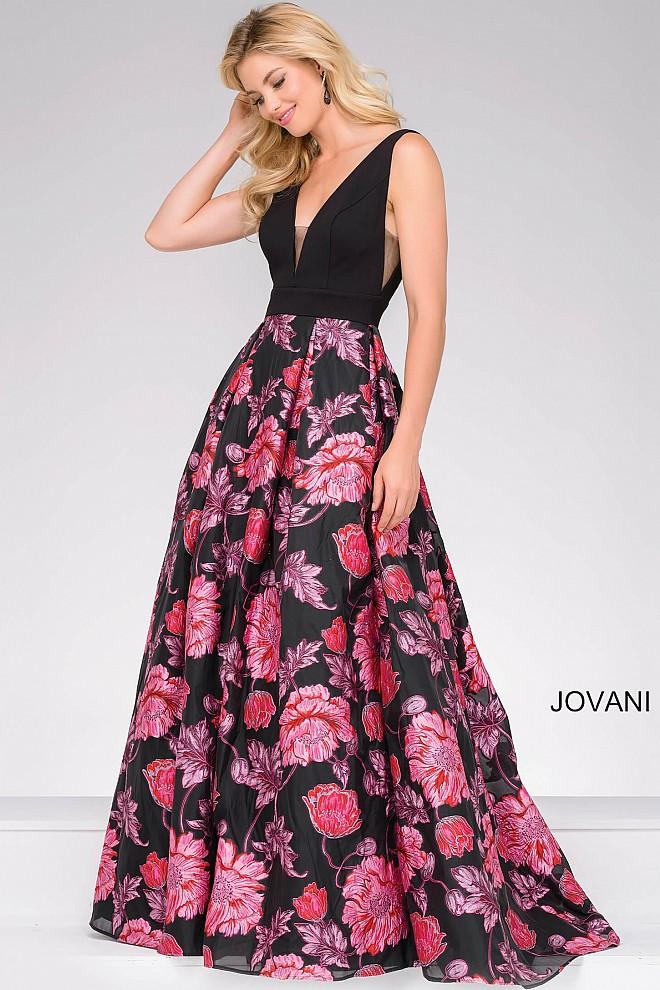 Jovani - V-neck Prom Ballgown 49911