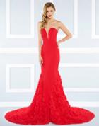 Mac Duggal Black White Red - 65219 Strapless Sweeping Mermaid Gown