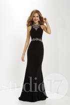 Studio 17 - 12669 Multi-colored Beaded Halter Jersey Sheath Dress