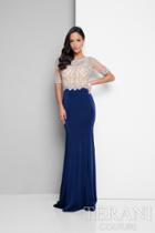 Terani Evening - Crystal-accented Bateau Neck Mermaid Dress 1711m3382