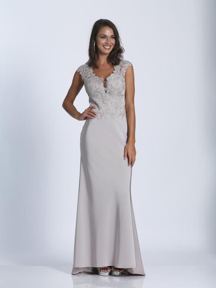 Dave & Johnny - A6319 Laced Cap Sleeve Fitted Gown