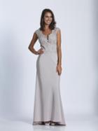 Dave & Johnny - A6319 Laced Cap Sleeve Fitted Gown