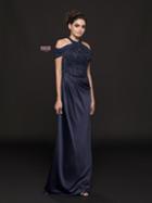 Marsoni By Colors - M216 Embellished Halter Satin Chiffon Sheath Dress