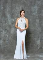 Glow By Colors - G728 Beaded Halter Long Dress With Slit