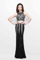 Primavera Couture - Elegant Two-piece Jewel Illusion Sheath Gown 1859