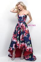 Blush - Sweetheart Floral Print High-low Gown 11286