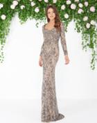 Mac Duggal - 4606d Long Sleeve Sweetheart Embellished Gown