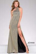 Jovani - Elegant Asymmetrical Halter Neck Trumpet Silhouette Dress 49218