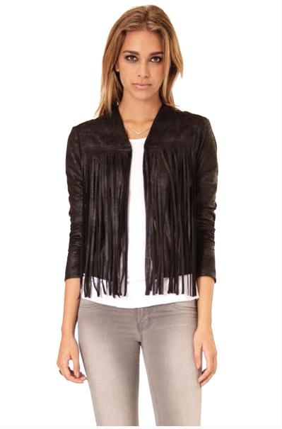 Sw3 - Harley Fringe Jacket In Black Faux Leather