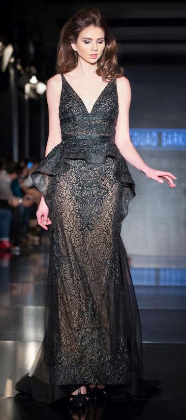 Mnm Couture - 2209 Sleeveless Lace Empire Peplum Long Dress