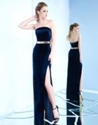 Ieena For Mac Duggal - 25635i Fitted Strapless Slit Dress