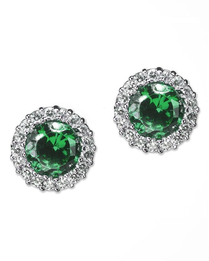 Cz By Kenneth Jay Lane - Emerald Pavã£â© Round Stud Earring