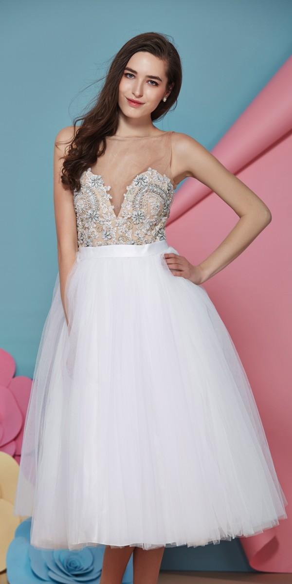 Angela And Alison - Pretty Illusion Tulle Short Cocktail Dress 771059