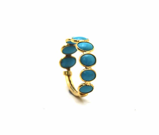 Tresor Collection - Turquoise Stackable Ring Bands With Adjustable Shank In 18k Yellow Gold M5402tq