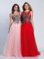 Dave & Johnny - 3319 Jewel Illusion Ornate Tulle Gown