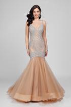 Terani Couture - Beautiful Beaded V-neck Mermaid Dress 1722gl4486