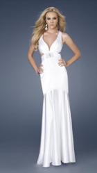 Gigi - Crisscross Back Satin Evening Dress 15119