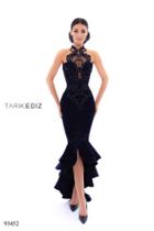Tarik Ediz - 93452 Beaded Halter Crepe Trumpet Dress